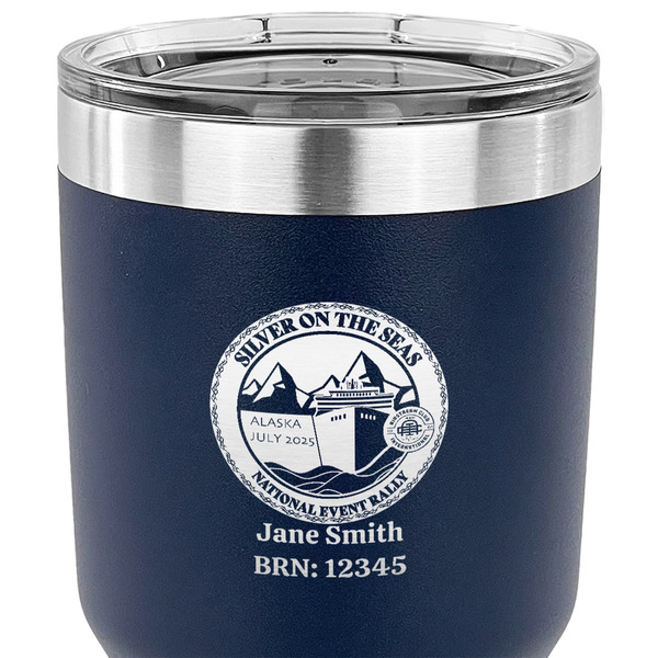 Silver on the Seas 30 oz Stainless Steel Ringneck Tumbler - Navy - CLOSE UP
