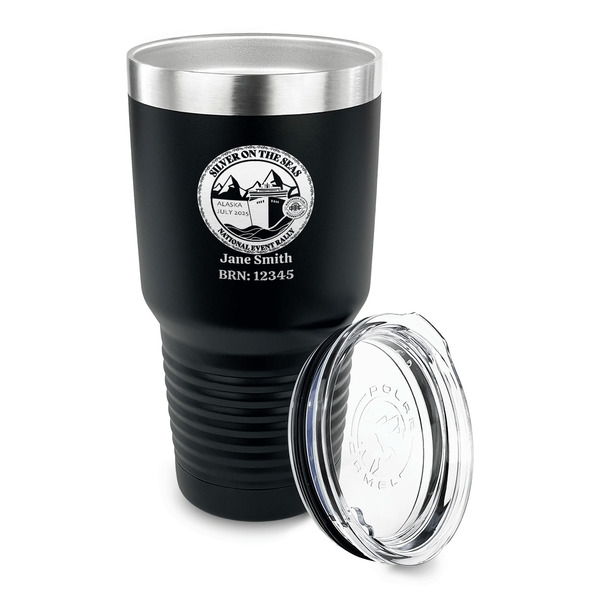 Silver on the Seas 30 oz Stainless Steel Ringneck Tumblers - Black - LID OFF