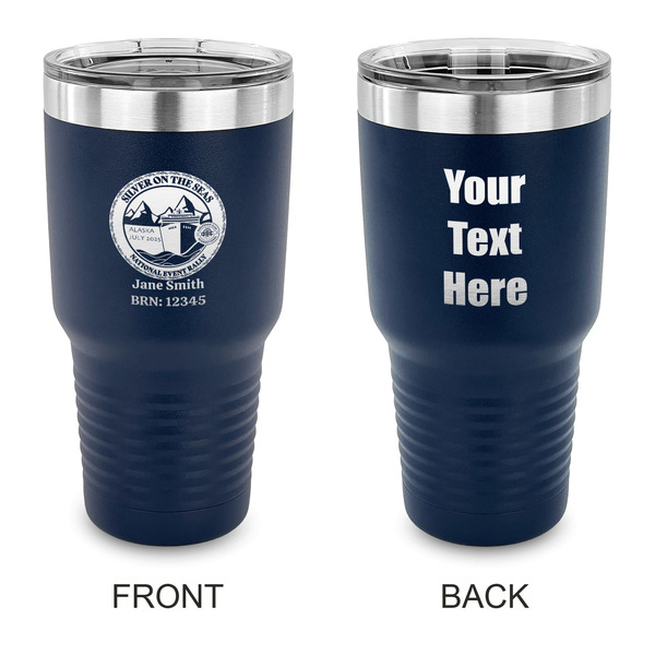 Custom Silver on the Seas 30 oz Stainless Steel Tumbler - Navy - Double-Sided