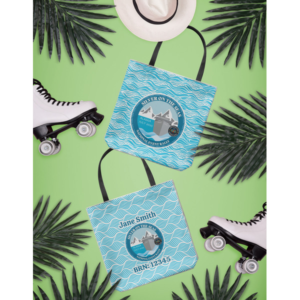Silver on the Seas Canvas Tote Lifestyle Front and Back- 13x13