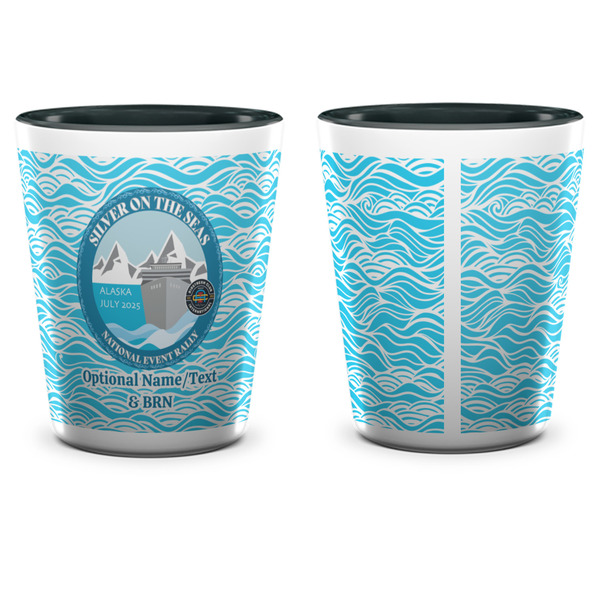 Silver on the Seas Ceramic Shot Glass - Two Tone - Front & Back