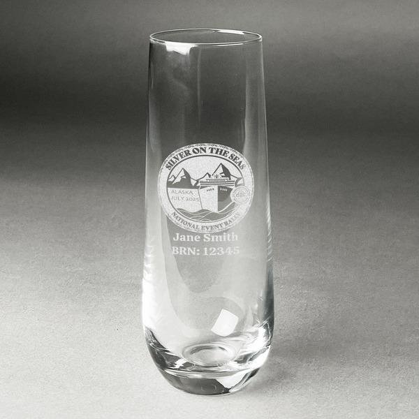 Custom Silver on the Seas Champagne Flute - Stemless - Laser Engraved