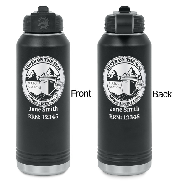 Silver on the Seas Laser Engraved Water Bottles - Front & Back Engraving - Front & Back View