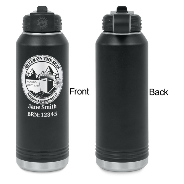 Silver on the Seas Laser Engraved Water Bottles - Front Engraving - Front & Back View