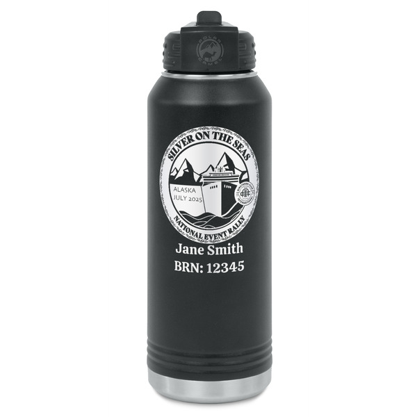 Custom Silver on the Seas Water Bottle - Laser Engraved