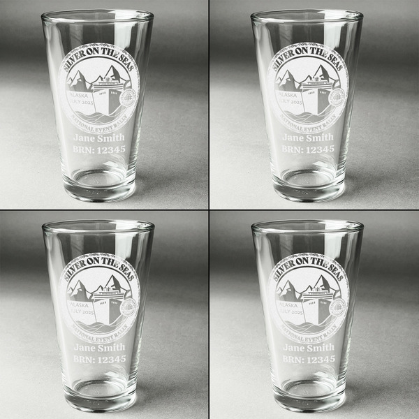 Silver on the Seas Set of Four Engraved Beer Glasses - Individual View