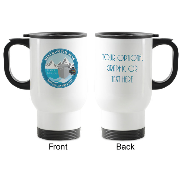 Silver on the Seas Stainless Steel Travel Mug with Handle - Front & Back