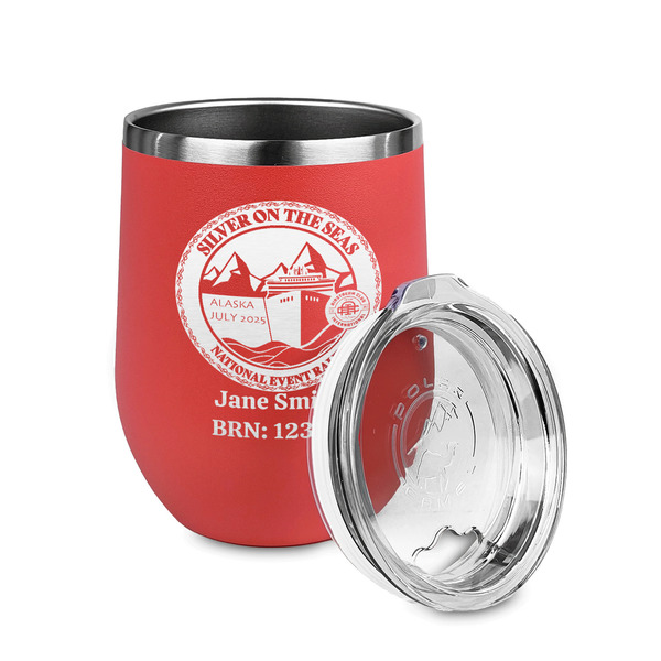 Silver on the Seas Stainless Wine Tumblers - Coral - Double Sided - Alt View