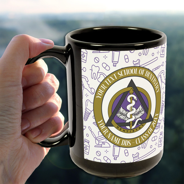 Dental Insignia / Emblem 15oz. Black Mug - Lifestyle