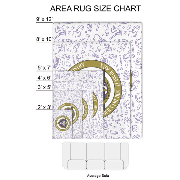 Dental Insignia / Emblem 2'x3' Indoor Area Rugs - Size Chart