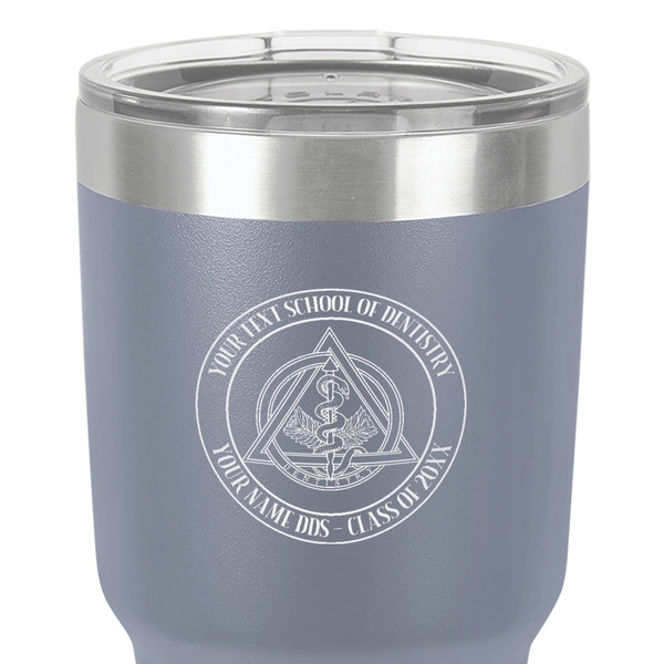 Dental Insignia / Emblem 30 oz Stainless Steel Ringneck Tumbler - Grey - Close Up