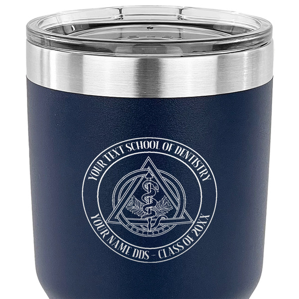 Dental Insignia / Emblem 30 oz Stainless Steel Ringneck Tumbler - Navy - CLOSE UP