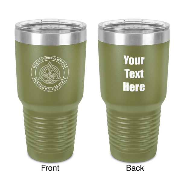 Custom Dental Insignia / Emblem 30 oz Stainless Steel Tumbler - Olive - Double-Sided (Personalized)