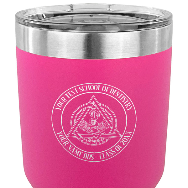 Dental Insignia / Emblem 30 oz Stainless Steel Ringneck Tumbler - Pink - CLOSE UP