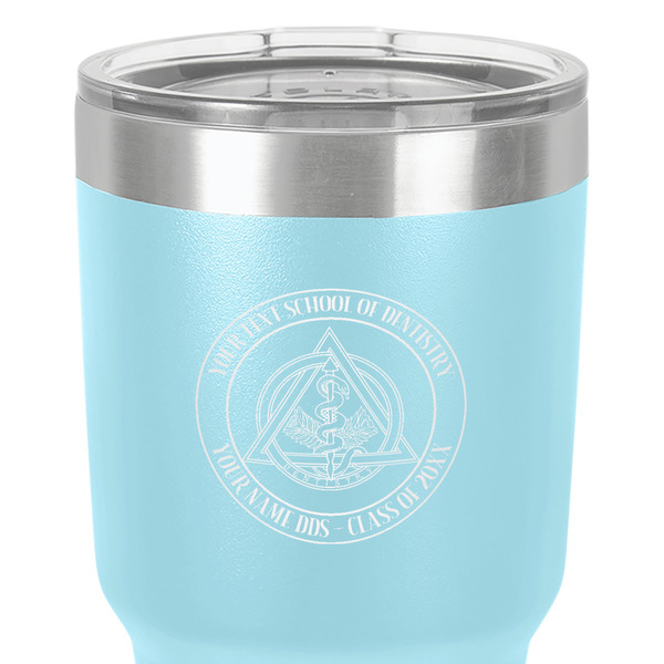 Dental Insignia / Emblem 30 oz Stainless Steel Ringneck Tumbler - Teal - Close Up