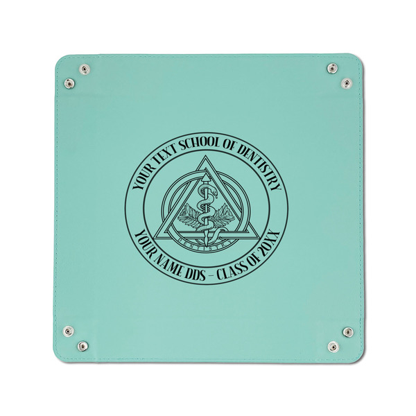 Dental Insignia / Emblem 6" x 6" Teal Leatherette Snap Up Tray - APPROVAL