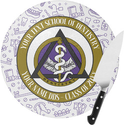 Dental Insignia / Emblem Round Glass Cutting Board - Small (Personalized)
