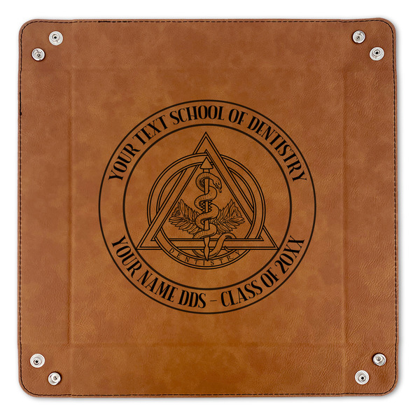 Dental Insignia / Emblem 9" x 9" Leatherette Snap Up Tray - APPROVAL (FLAT)