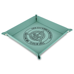 Dental Insignia / Emblem Faux Leather Valet Tray - 9" x 9"  - Teal (Personalized)