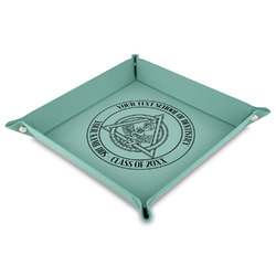 Dental Insignia / Emblem Faux Leather Dice Tray - 9" x 9"  - Teal (Personalized)