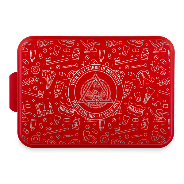 Custom Dental Insignia / Emblem Aluminum Baking Pan with Red Lid (Personalized)