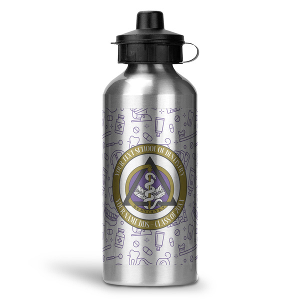 Custom Dental Insignia / Emblem Water Bottle - Aluminum - 20 oz - Silver (Personalized)