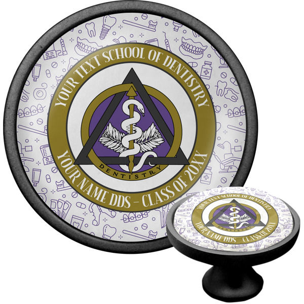 Dental Insignia / Emblem Black Custom Cabinet Knob (Front and Side)