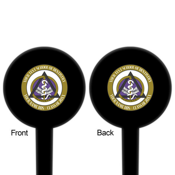 Dental Insignia / Emblem Black Plastic 4" Food Pick - Round - Double Sided - Front & Back