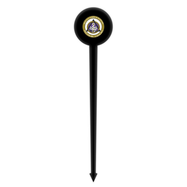 Dental Insignia / Emblem Black Plastic 4" Food Pick - Round - Single Pick