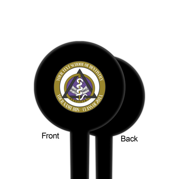 Dental Insignia / Emblem Black Plastic 4" Food Pick - Round - Single Sided - Front & Back