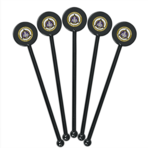 Dental Insignia / Emblem Black Plastic 5.5" Stir Stick - Round - Fan View