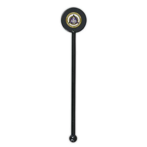 Dental Insignia / Emblem Black Plastic 5.5" Stir Stick - Round - Single Stick