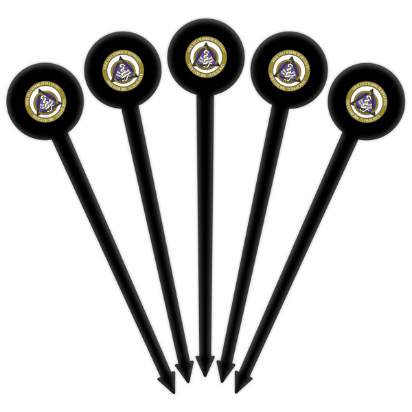 Dental Insignia / Emblem Black Plastic 6" Food Pick - Round - Fan View