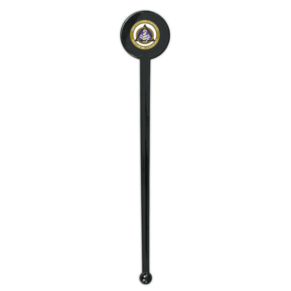 Dental Insignia / Emblem Black Plastic 7" Stir Stick - Round - Single Stick