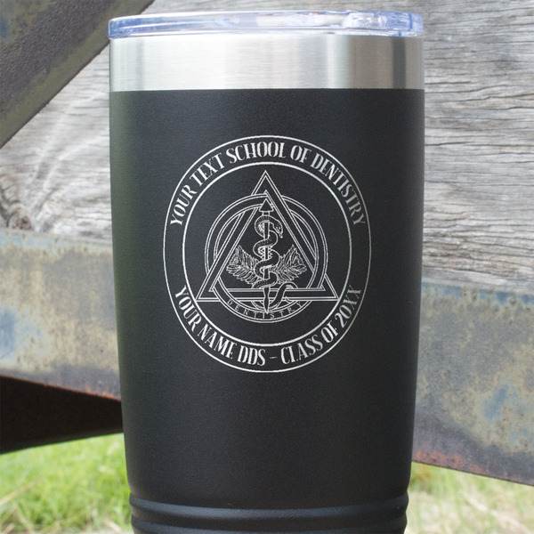 Dental Insignia / Emblem Black Polar Camel Tumbler - 20oz - Close Up