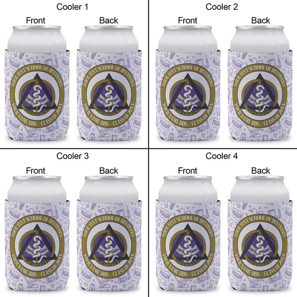 Dental Insignia / Emblem Can Cooler - Standard 12oz - Set of 4 - Front & Back