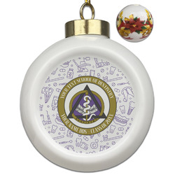 Dental Insignia / Emblem Ceramic Ball Ornaments - Poinsettia Garland (Personalized)