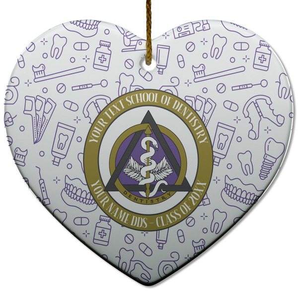 Dental Insignia / Emblem Ceramic Flat Ornament - Heart (Front)