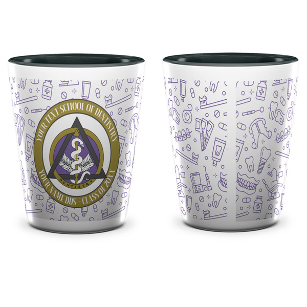 Dental Insignia / Emblem Ceramic Shot Glass - Two Tone - Front & Back