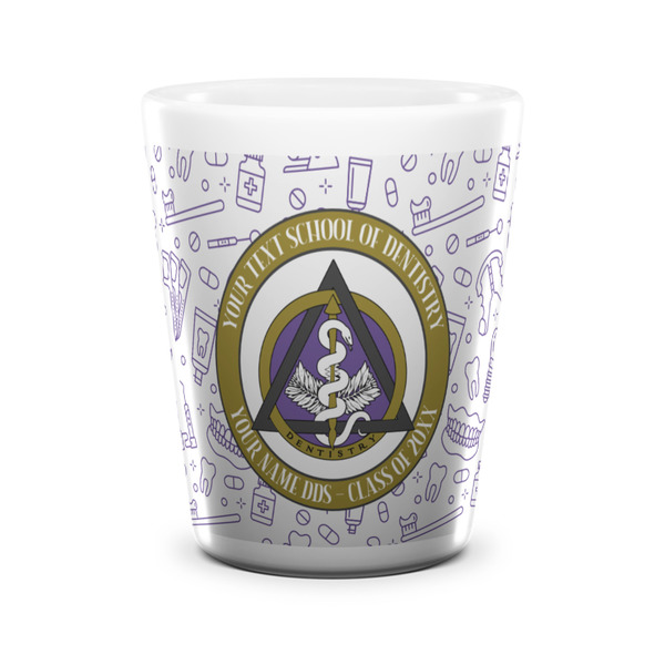 Dental Insignia / Emblem Ceramic Shot Glass - White - Front