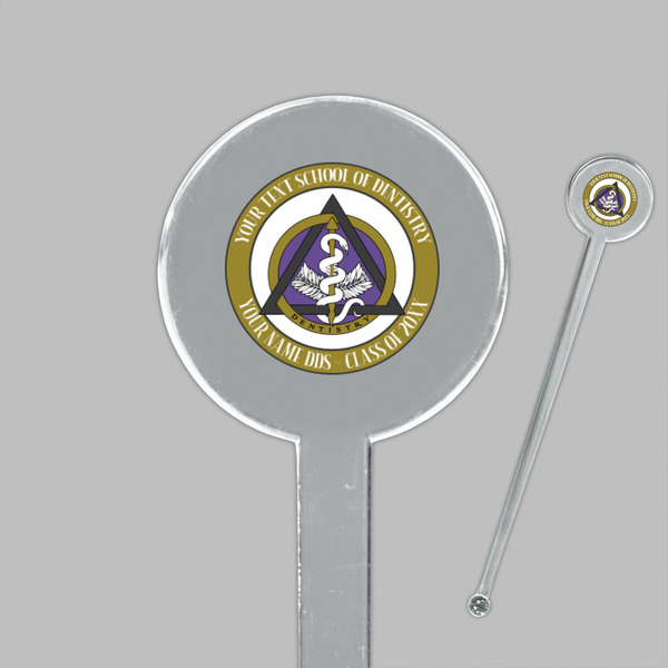 Dental Insignia / Emblem Clear Plastic 7" Stir Stick - Round - Closeup