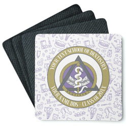 Dental Insignia / Emblem Square Rubber Backed Coasters - Set of 4 (Personalized)