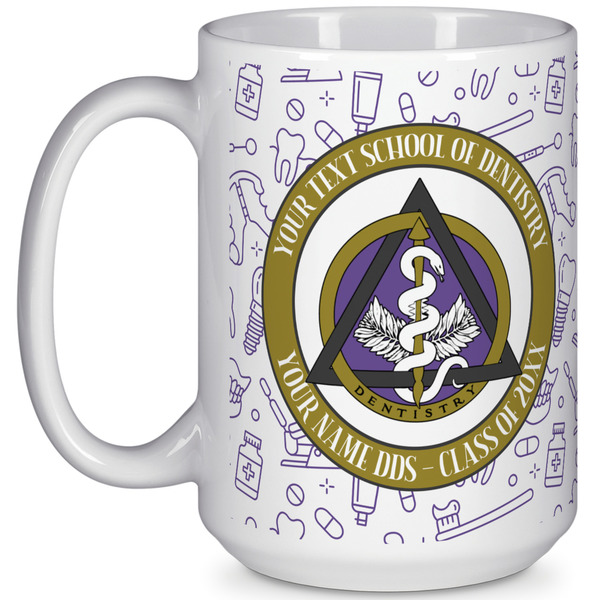 Custom Dental Insignia / Emblem 15 oz Coffee Mug - White (Personalized)