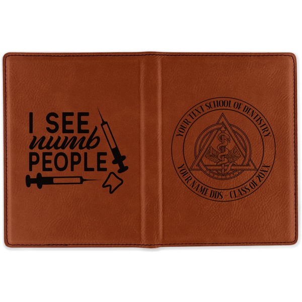 Dental Insignia / Emblem Cognac Leather Passport Holder Outside Double Sided - Apvl