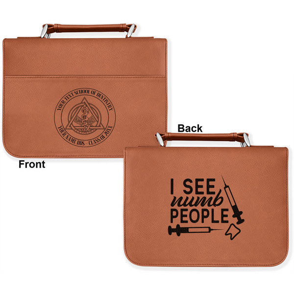 Dental Insignia / Emblem Cognac Leatherette Bible Covers - Large Double Sided Approval