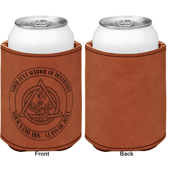 Dental Insignia / Emblem Cognac Leatherette Can Sleeve - Single Sided Front and Back
