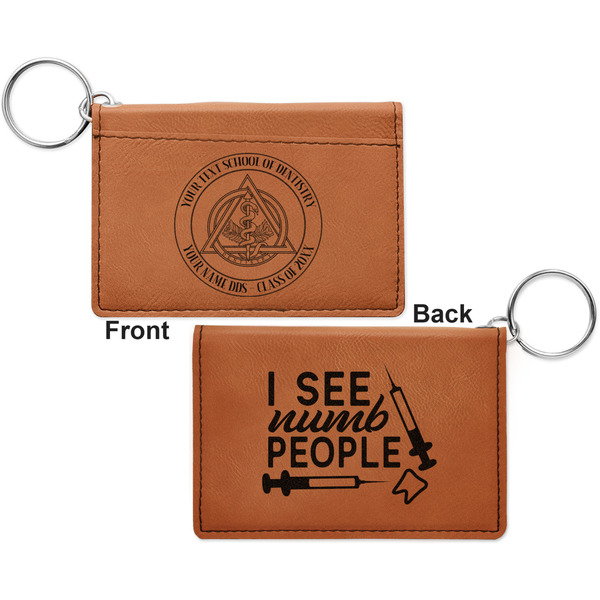 Dental Insignia / Emblem Cognac Leatherette Keychain ID Holders - Front and Back Apvl