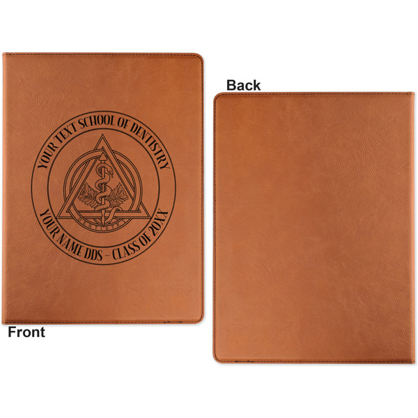 Dental Insignia / Emblem Cognac Leatherette Portfolios with Notepad - Large - Single Sided - Apvl