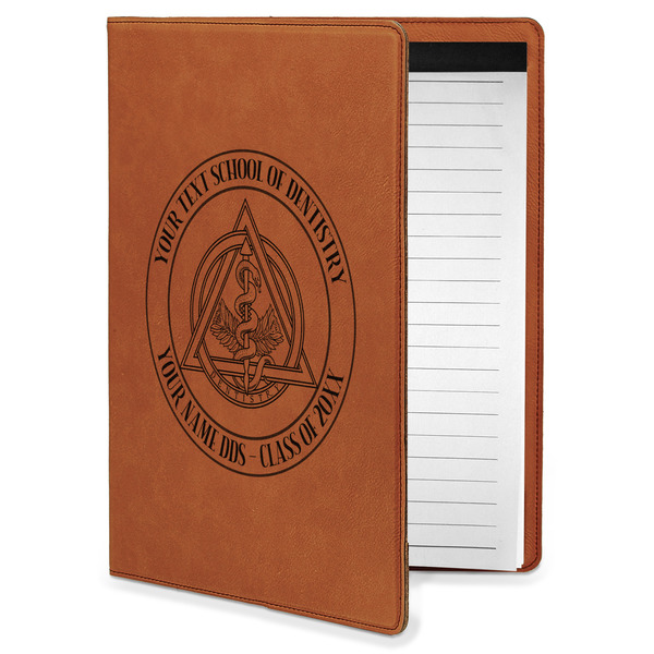 Custom Dental Insignia / Emblem Leatherette Portfolio with Notepad - Small - Single-Sided (Personalized)