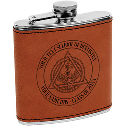 Dental Insignia / Emblem Leatherette Wrapped Stainless Steel Flask (Personalized)